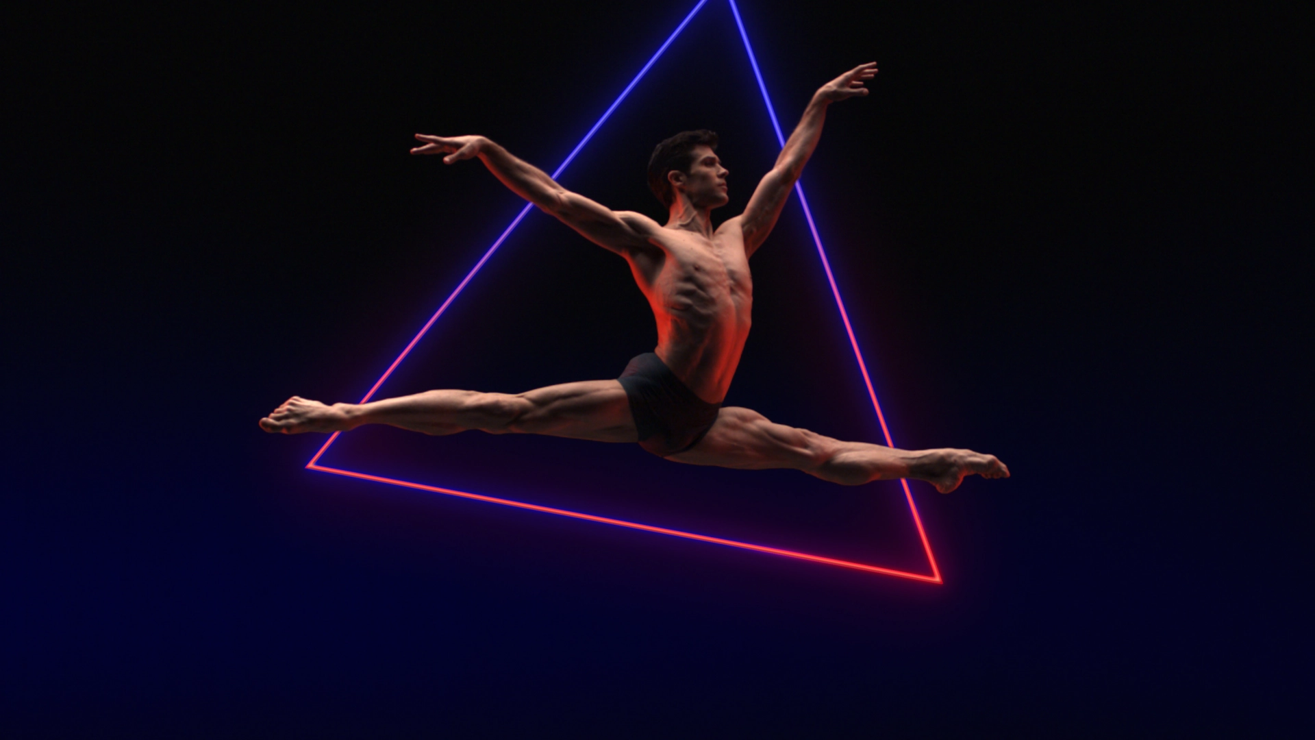High-energy jump captured with dynamic light and geometry effects