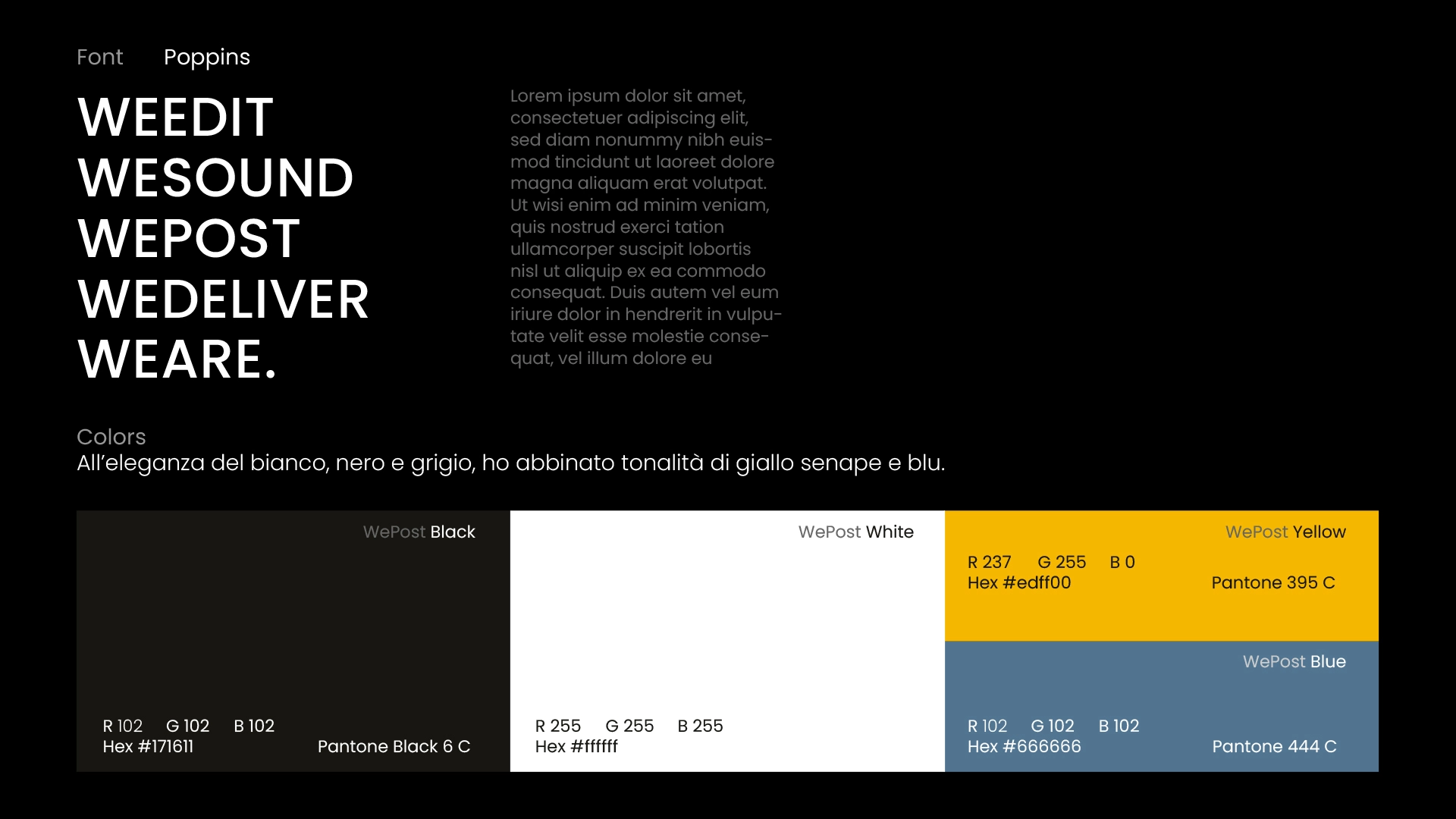 WEPOST brand guidelines — typography and colour palette