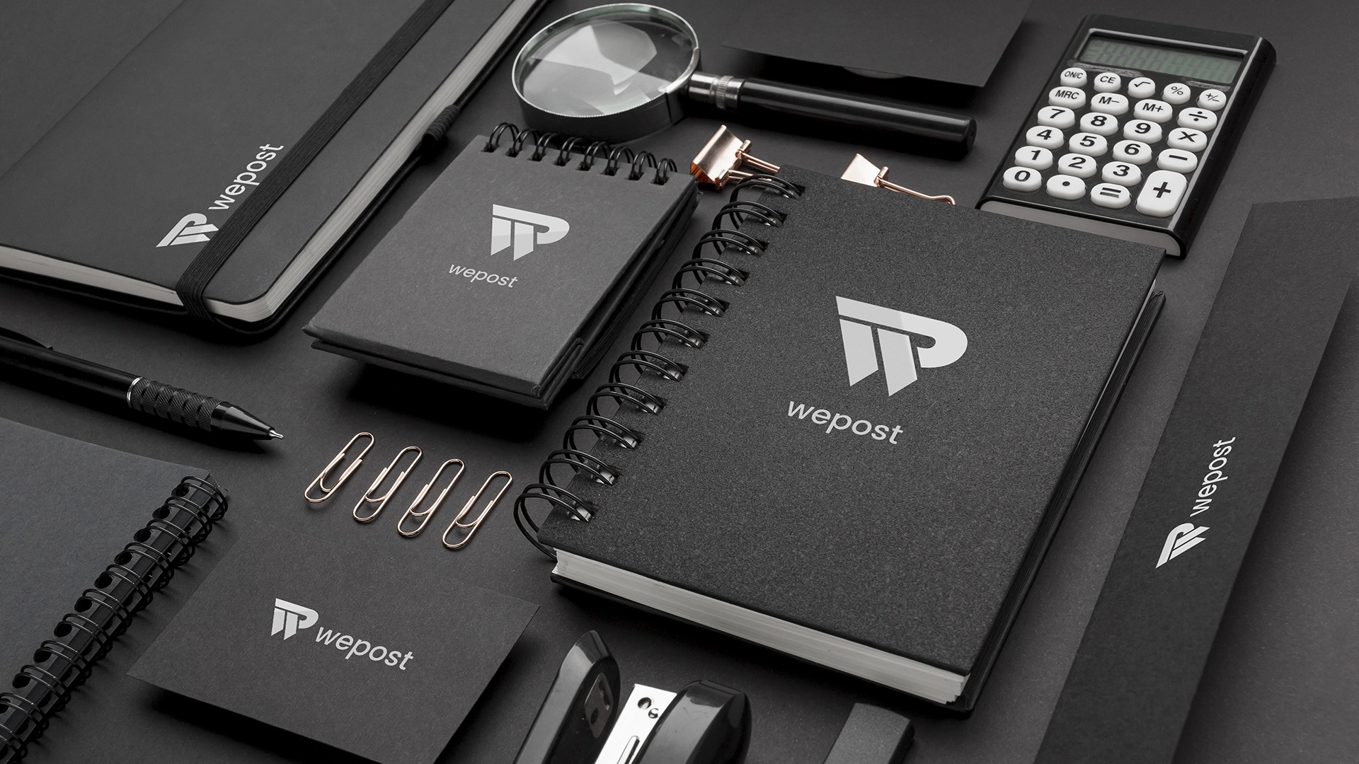 WEPOST brand stationery set — notebooks and accessories in black