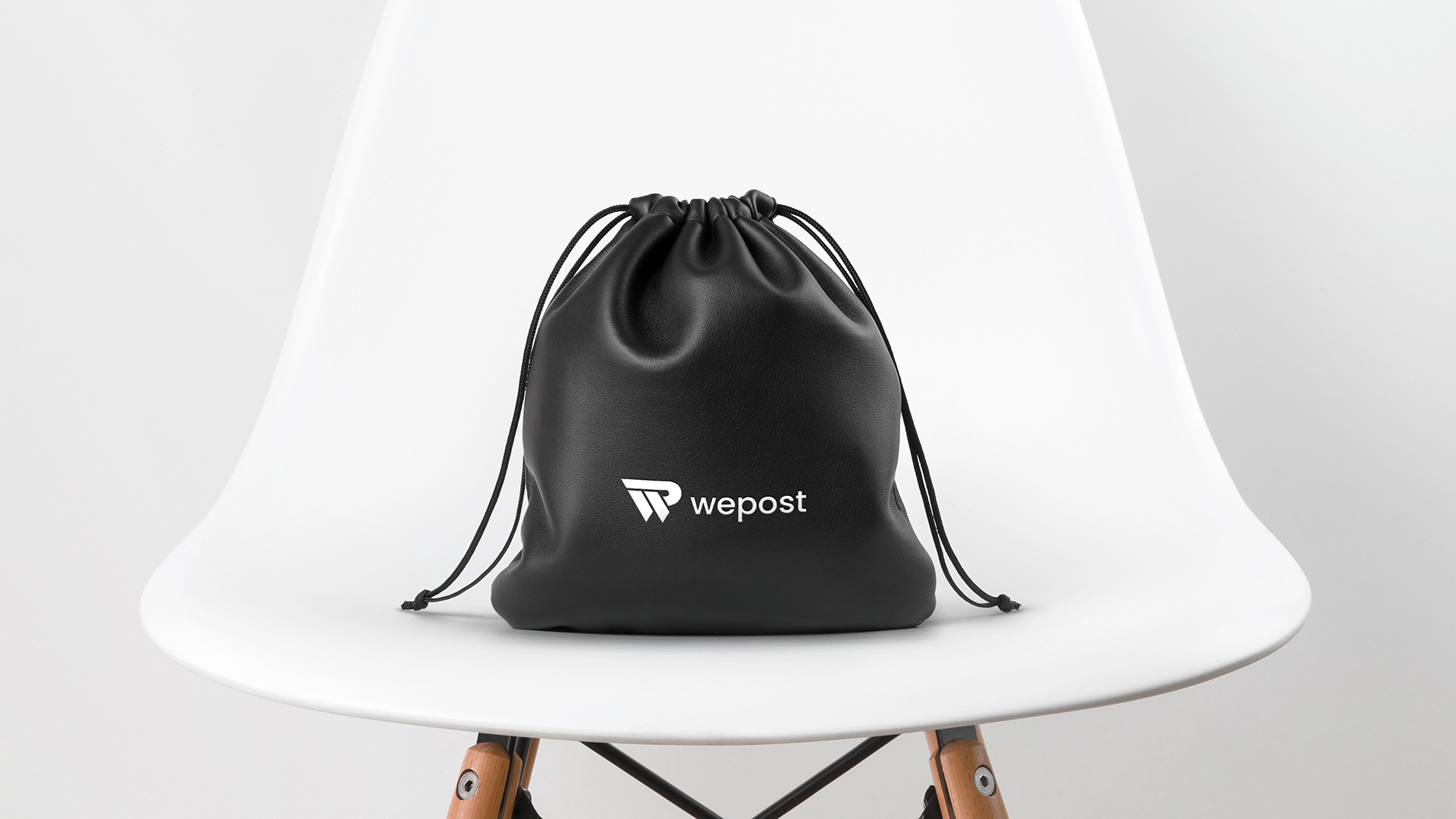 WEPOST merchandise — black drawstring bag