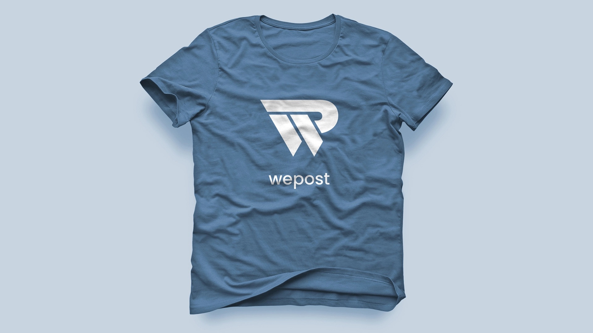 WEPOST merchandise — blue t-shirt with logo